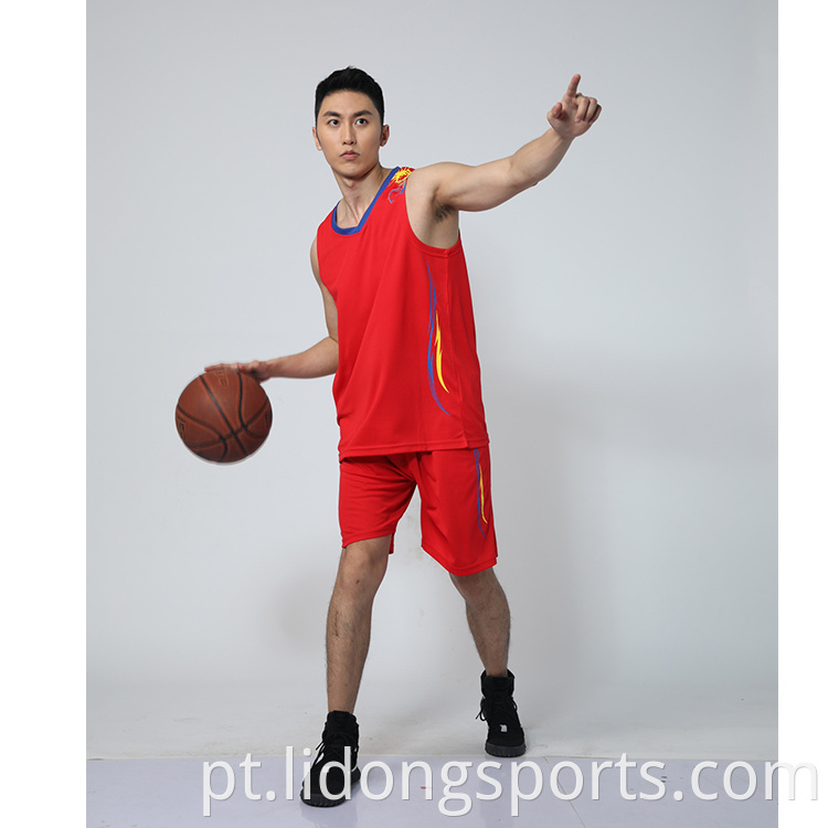 2021 Guangzhou mais recente masculino de camisa de basquete Design de roupas esportivas vermelhas roupas de basquete personalizado